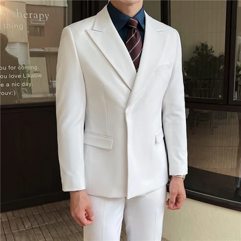 Мъжки костюм 2023 (костюм + панталон от висок Клас комплект за сватбен банкет с тайния пуговицей, персонални модерен костюм от две части
