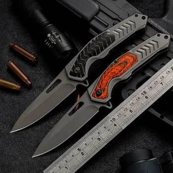 Мъжки портативен сгъваем джобен стоманен нож за къмпинг, оцеляване, самозащита, военен-тактически нож за лов, риболов
