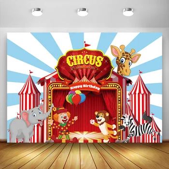На фона на купоните в цирка за малки момчета, Карнавал, парти по случай рожден Ден, боядисани стени, Фотосесии, фон за снимки, Винил, Потребителското име на продукта