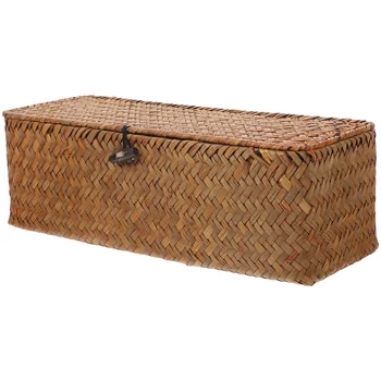 Настолни плетени кошници Кутия за играчки и козметика, Разни 2 бр. (за изкопаване на дупки: 30 * 20 * 11 см) Сплетен куб за съхранение на плодове