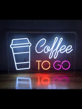 Неоновата табела Coffee to go WINDOW cup club Лампа Ръчно изработени от истинско стъкло, с отделна лампа Hotel enseigne coffee Impact Привлича светлината