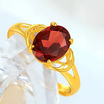 Нов стил е покрит с 24-каратово злато с имитация на червения нар е с отворен пръстен.