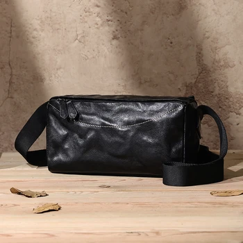 Нова мъжка чанта през рамо от естествена кожа, ретро-модерна чанта през рамо, мъжки раница, висококачествена и функционална чанта за през рамо