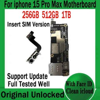 Оригиналната дънна платка за iPhone 15 Pro Max дънна Платка Face ID Отключена Логическа такса Чиста Поддръжка на iCloud Актуализация Вграждане версия на СИМ-карти