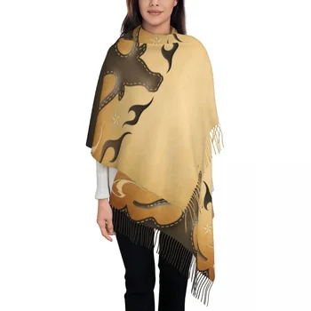 Персонализирани жълт шал с принтом в ретро стил за мъже и жени, зимата топъл шал-шал