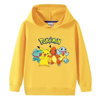 Пролет-Есен Ежедневни Памучен hoody с качулка MINISO Pikachu за момчета и Момичета, Детски яке, Hoody с дълъг ръкав