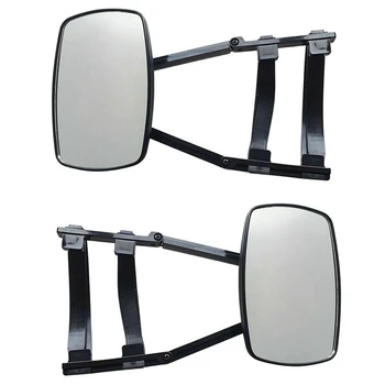 Разтегателен тип теглещи превозни огледала, продълговато огледало за теглене, регулируема буксировочное огледало със завъртане на 360 °, черен, 2 бр.