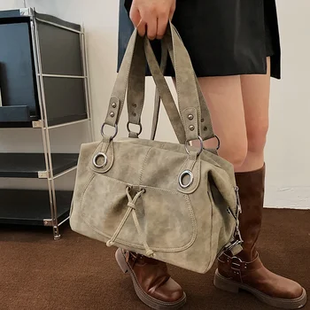 Ретро дизайн, модерни кожени чанти през рамо в ретро стил за жени 2024, дамски проста чанта през рамо, чанти под мишниците