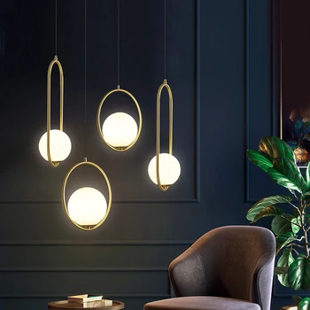 Скандинавска полилей в стил минимализъм, led полилей, Висящ Стъклен балон, Хол, спалня, ресторант, бар, Домашно осветление