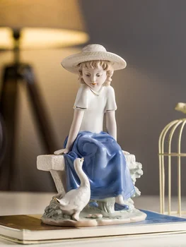 Скулптура Сладко момиче е в Европейски стил Дневна Спалня Вино кабинет Художник Украса за дома Занаяти Фигурка Статуя е Подарък за Рожден Ден