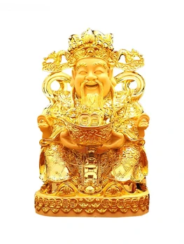 Статуя на Бога на богатството на Фън шуй, подарък фигурки Caishen Декор, талисман за украса на китайската Нова година 9,4 инча