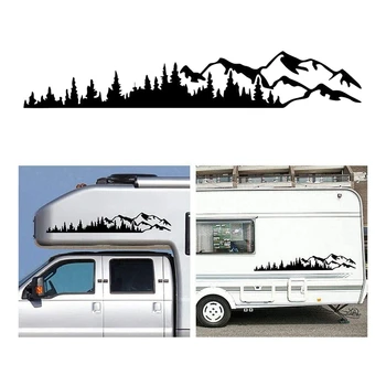 Стикер върху бронята на страничните прозорци на каросерията на АВТОБУСА Каравани, стикер с голям планински дърво, стикер-украса за автомобил RV Truck