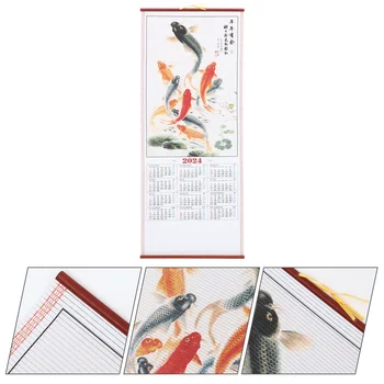 Традиционен китайски календар Превъртане Подвесного календара, Окачен Календар Годината на Дракона Календар Офис Имитация на Бамбук