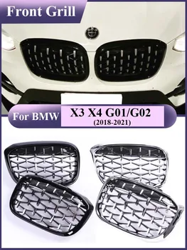 Хромирана Вложка В Бъбреците Предна Броня Shooting Star Състезателни Решетки M Color Carbon Grille Аксесоари за BMW X3 X4 G01 G02 2019-2023