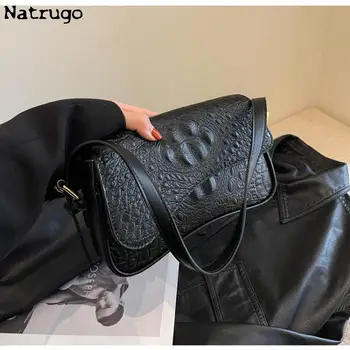 Чанта през рамо с крокодиловым петна под мишниците на жените, на тенденциите, 2024, модна дизайнерска чанта с капак от изкуствена кожа, дамски чанти и портмонета
