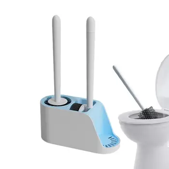 Четка за почистване на тоалетната чиния, Силиконова чашка, Скрубер С титуляра, Множество четка за тоалетни принадлежности, вана и баня