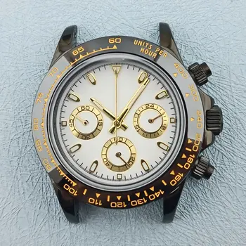 корпус часа 39,5 мм е ПОДХОДЯЩ за механизъм VK63 неръждаема стомана 316L сапфирен кристал часовник с хронометражным код vk63 аксесоари за часовници кварц bezel